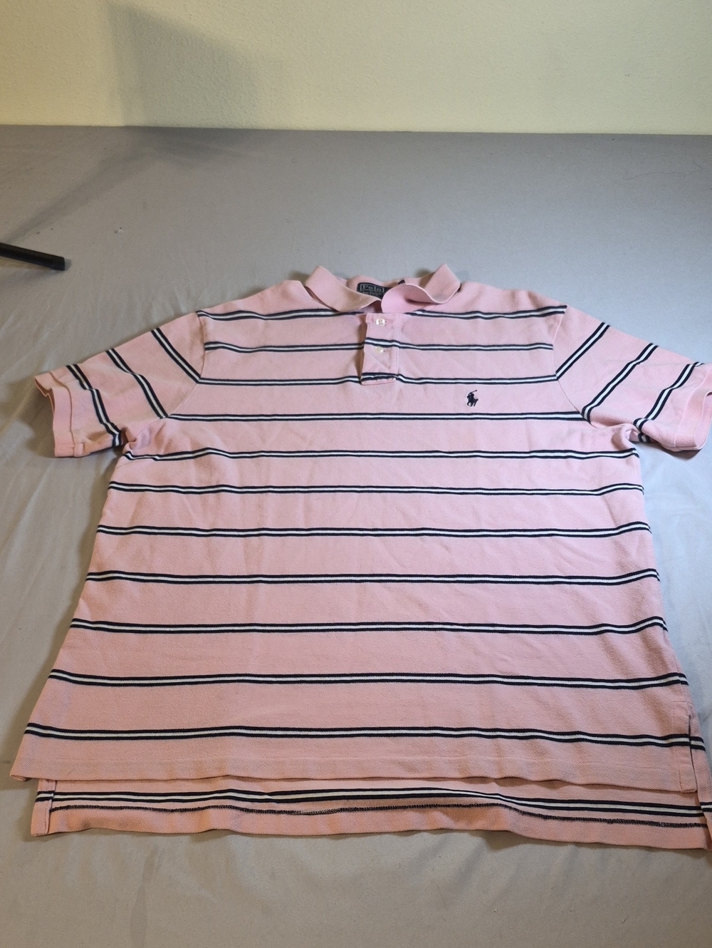 Men's Polo by Ralph Lauren Pink & Navy Striped Polo Shirt XL